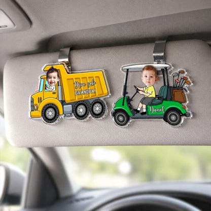 Personalized Vehicle Kids Photo Car Visor Clip: Custom Baby Face Sun Visor Clip, Fathers Day Gift for Dad Grandpa, Drive Safe Daddy Keychain