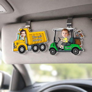 Personalized Vehicle Kids Photo Car Visor Clip: Custom Baby Face Sun Visor Clip, Fathers Day Gift for Dad Grandpa, Drive Safe Daddy Keychain