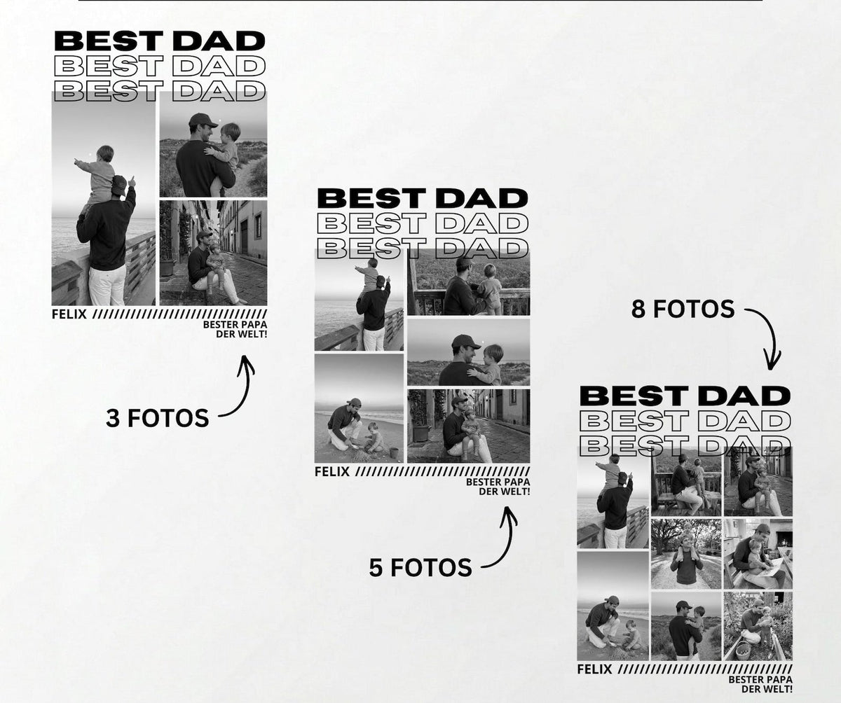 Personalized BEST DAD T-Shirt | Name & Slogan | Photo Collage (up to 8 pictures) | Gift for Dad | Father's Day | Birthday | Father | Sweater