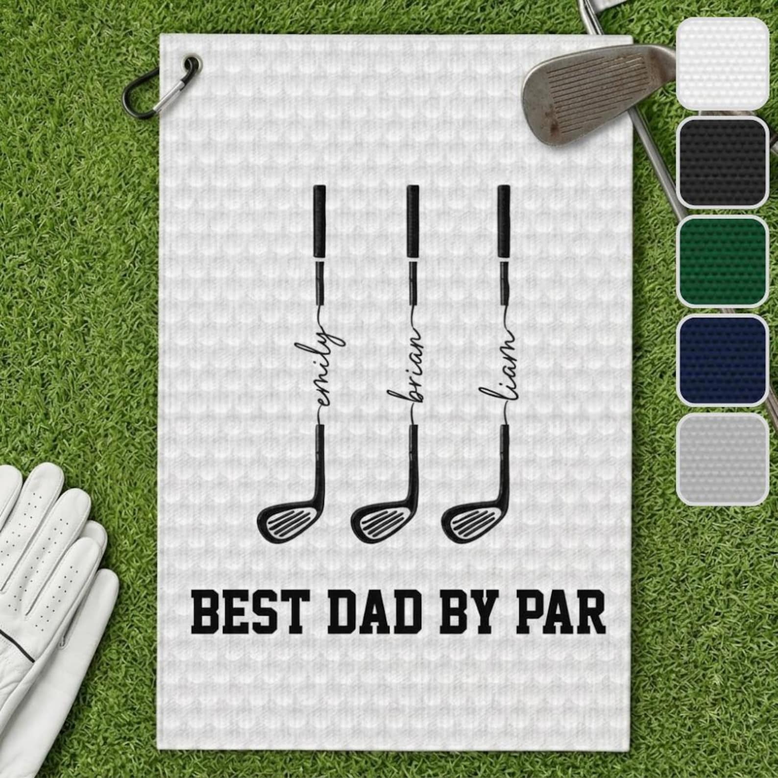 Personalized Best Dad By Par Golf Towel, Golf Towel For Dad Grandpa, Custom Golf Gift From Kids, Fathers Day Golf Accessories