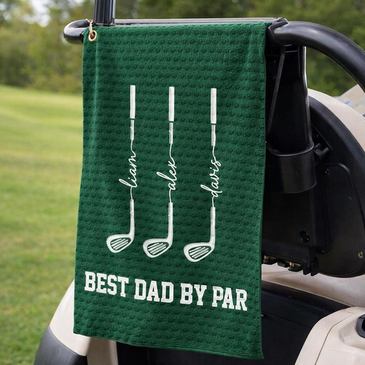 Personalized Best Dad By Par Golf Towel, Golf Towel For Dad Grandpa, Custom Golf Gift From Kids, Fathers Day Golf Accessories