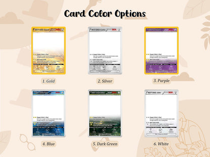 Custom Father's Day Poke Card Personalized Gamer Dad Gift, PKM-Inspired Keepsake Card, Photo Card for Dad, Gift for Geeky Dads