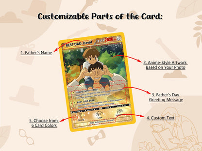 Custom Father's Day Poke Card Personalized Gamer Dad Gift, PKM-Inspired Keepsake Card, Photo Card for Dad, Gift for Geeky Dads
