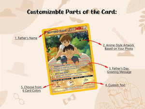 Custom Father's Day Poke Card Personalized Gamer Dad Gift, PKM-Inspired Keepsake Card, Photo Card for Dad, Gift for Geeky Dads