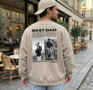 Personalized BEST DAD T-Shirt | Name & Slogan | Photo Collage (up to 8 pictures) | Gift for Dad | Father's Day | Birthday | Father | Sweater