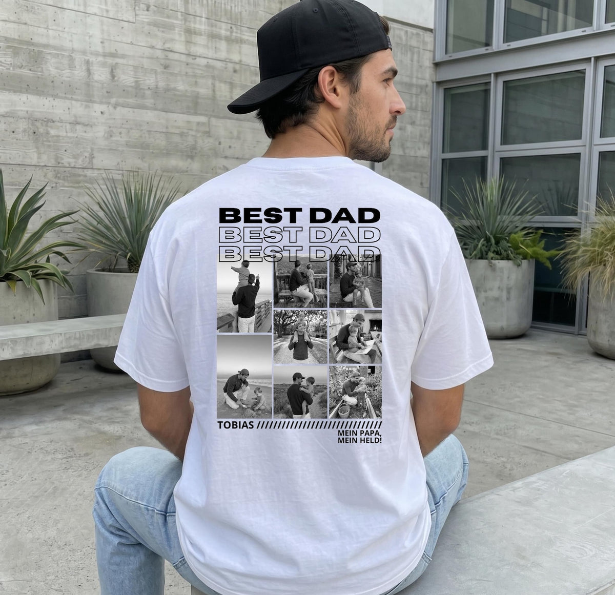 Personalized BEST DAD T-Shirt | Name & Slogan | Photo Collage (up to 8 pictures) | Gift for Dad | Father's Day | Birthday | Father | Sweater