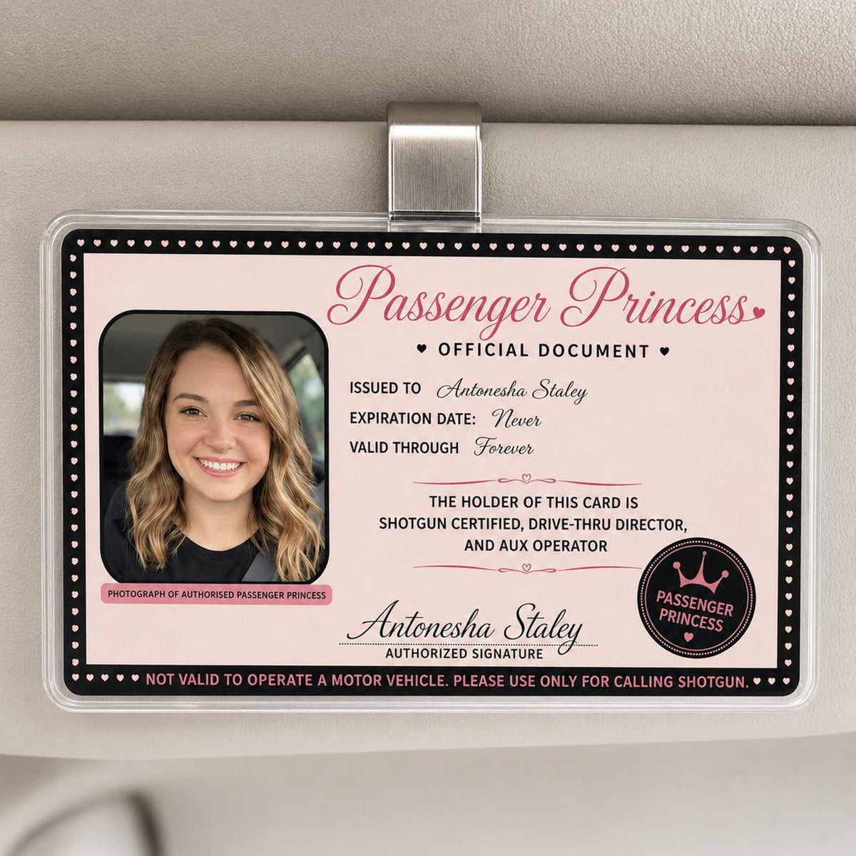 Custom Passenger Princess Car Visor Clip, Car Accessories Owner Gift for Boyfriend, Girl Friend Photo Car visor, Car Decor Gift for Husband