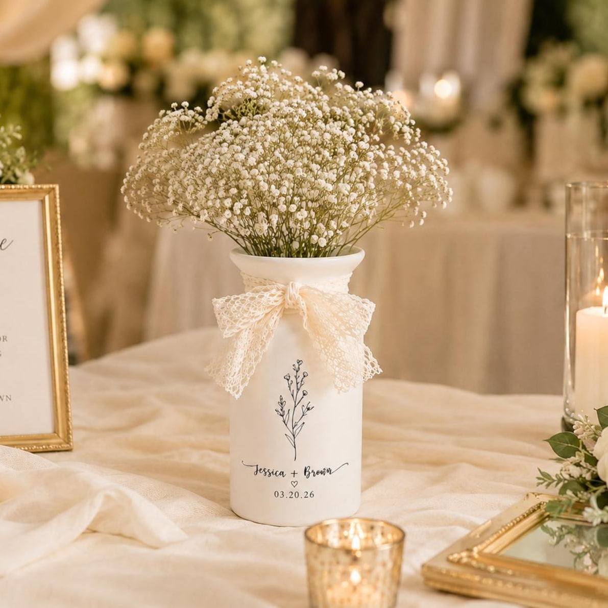 Custom Wedding Flower Vase, Personalized Engaged Couple Gift, Newlywed Vase Flower Gift, Engagement Date Gift, Wedding Gift for Bride Groom