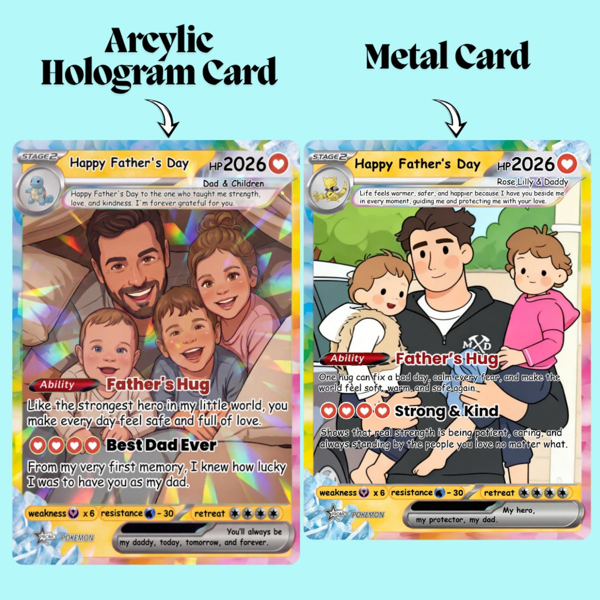 Personalized Poke Card From Photo to Holo Card, Father s Day Gift for Dad, Grandfather , Husband, Anniversary Gift