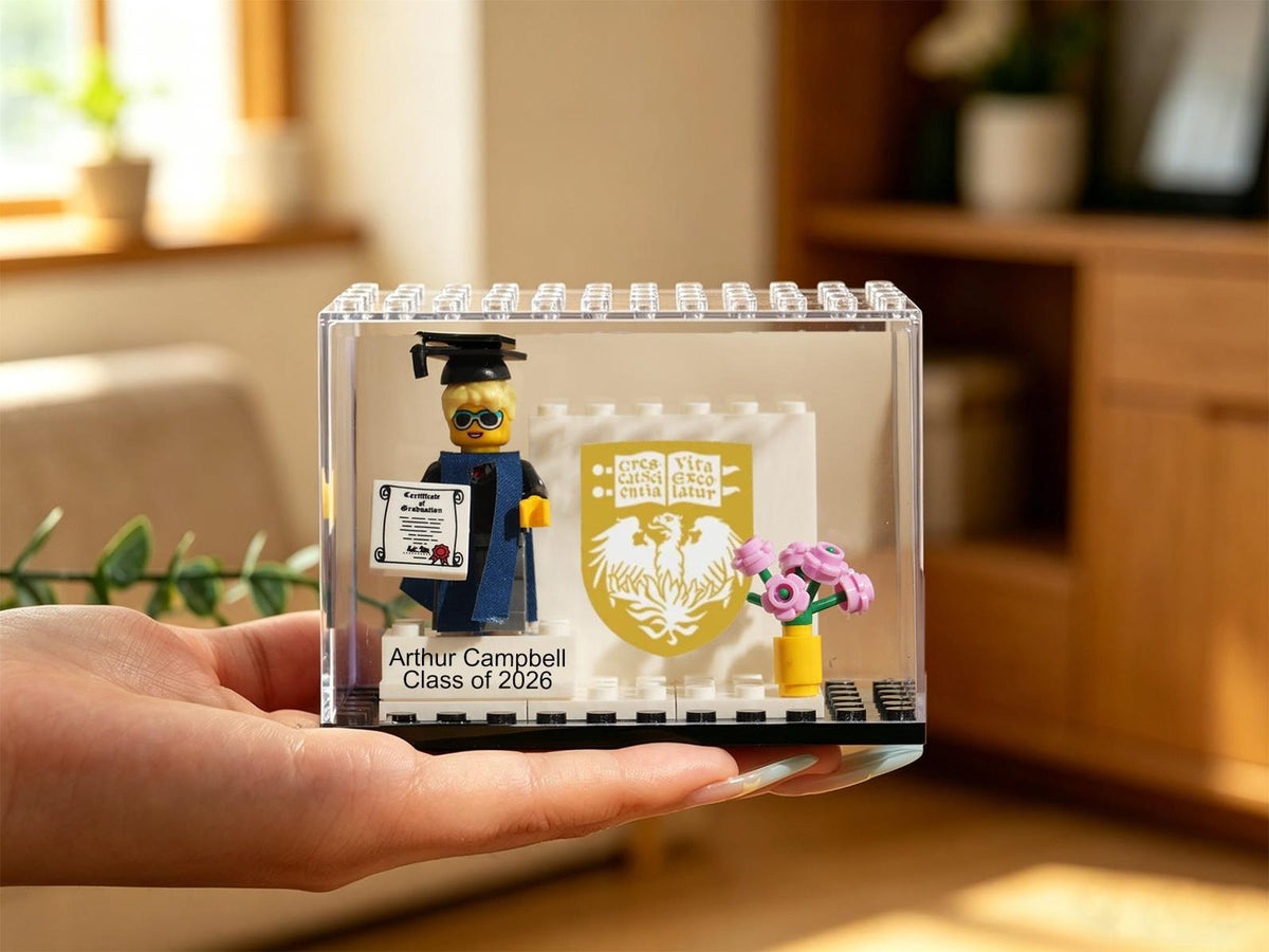 Personalized Class of 2026 Keepsake Custom Graduation Mini Figure with Display Gift Custom School Logo Photo Name