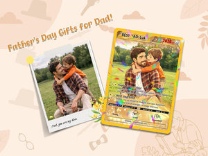 Custom Father's Day Poke Card Personalized Gamer Dad Gift, PKM-Inspired Keepsake Card, Photo Card for Dad, Gift for Geeky Dads