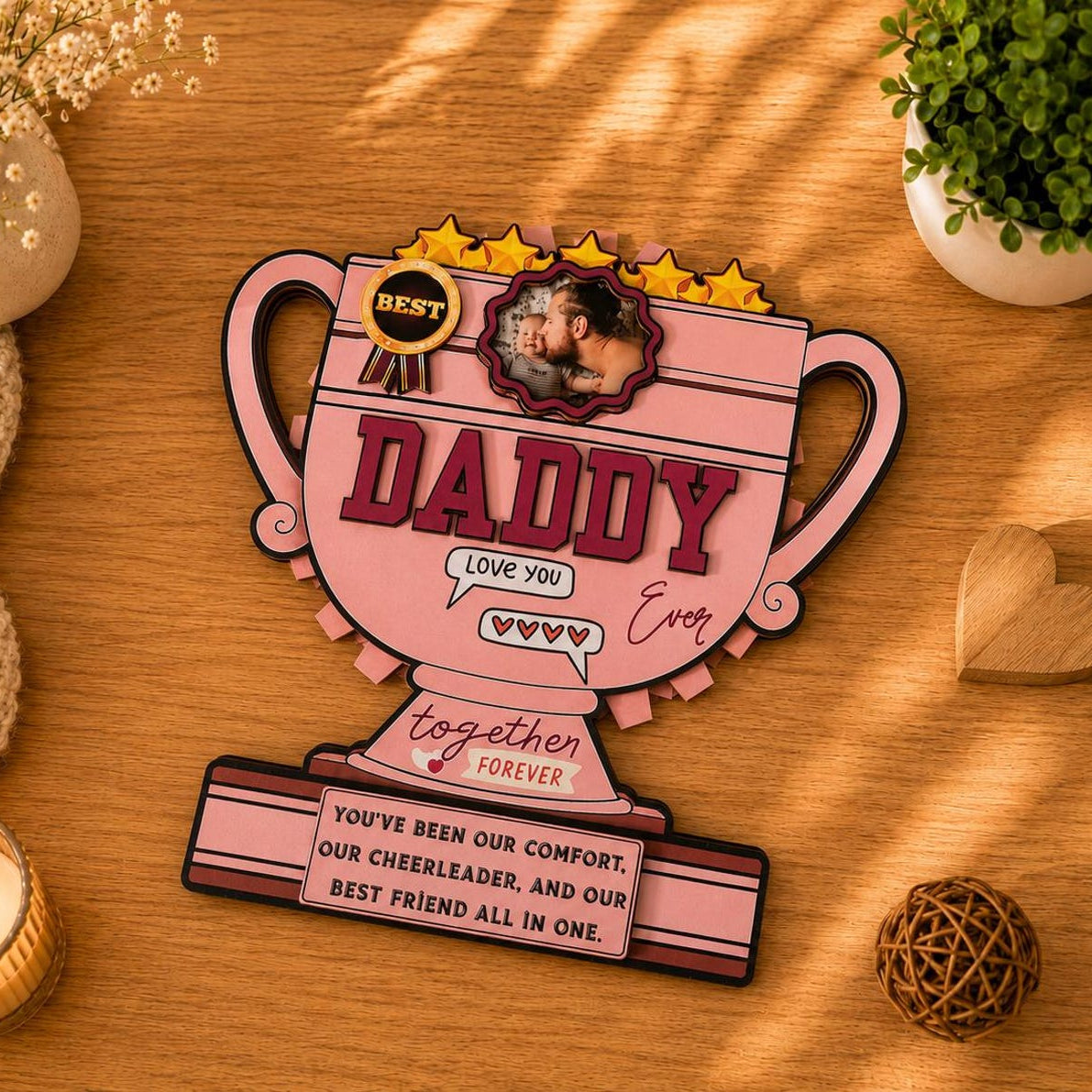 Personalized Daddy Trophy Plaque | Custom Photo Gift for Dad | Father s Day Gift | Birthday Gift for Daddy | Custom Wooden Sign