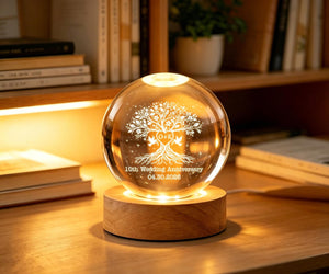 Personalized Tree of Love Couples Crystal LED Ball Light, Wedding Anniversary Gift, Couple Gift, Gift For Mom, Dad, Wedding Gift, Home Decor