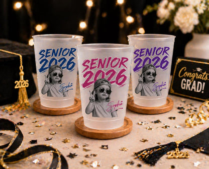 Custom Senior Photo Frosted Cup 2026, Personalized Graduation Photo Cup, Class of 2026 Party Cups, Senior Night Cup, Grad Party Decor