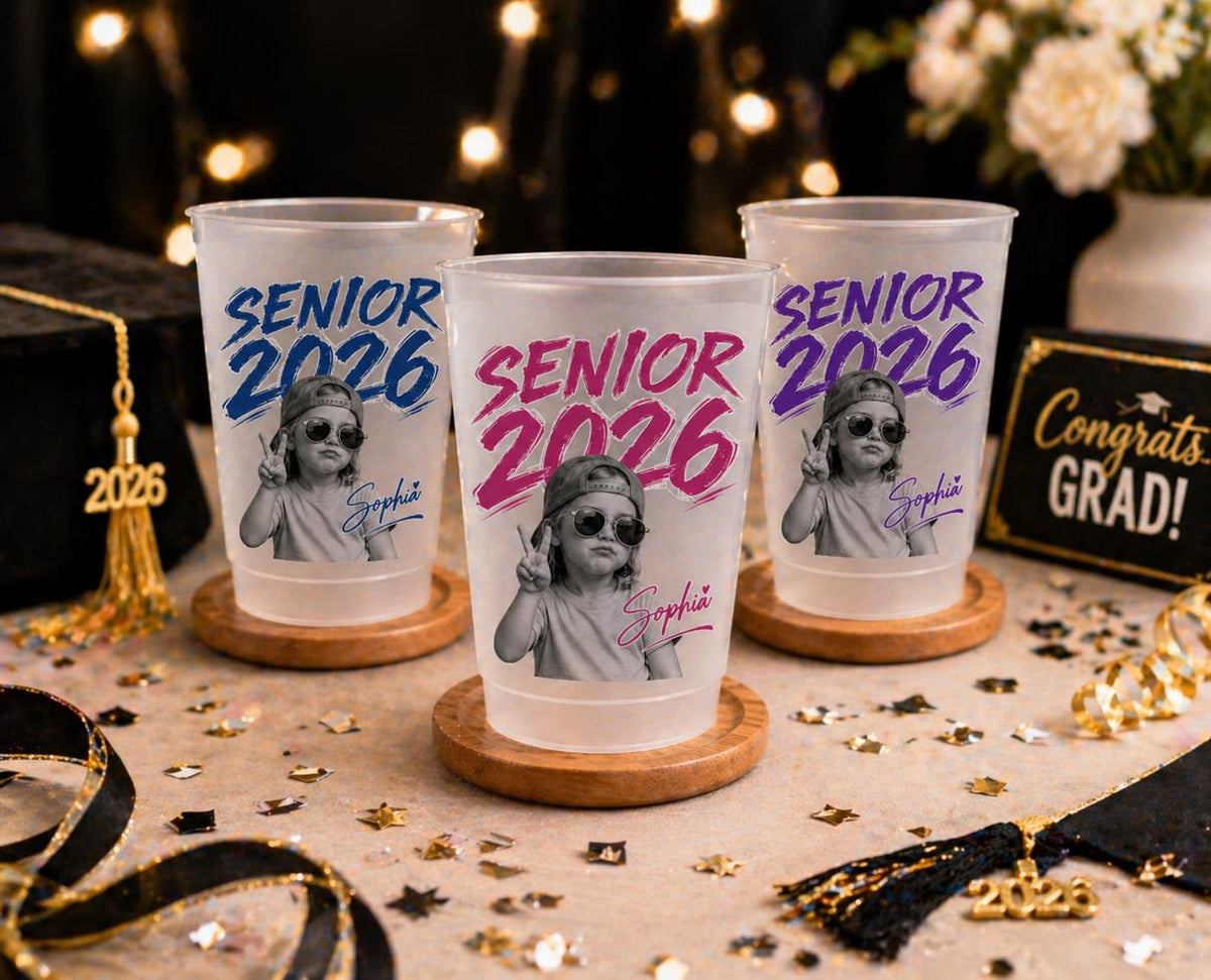 Custom Senior Photo Frosted Cup 2026, Personalized Graduation Photo Cup, Class of 2026 Party Cups, Senior Night Cup, Grad Party Decor