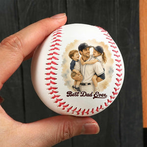 Personalized Baseball With Photo Keepsake, Custom Watercolor Portrait Gift for Dad, Father's Day Gift Coach Dad