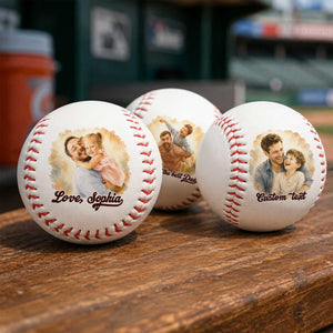 Personalized Baseball With Photo Keepsake, Custom Watercolor Portrait Gift for Dad, Father's Day Gift Coach Dad