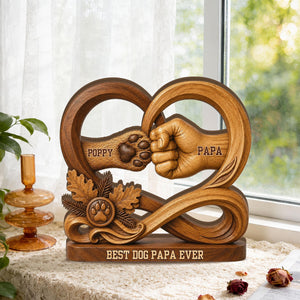 Personalized Dog Dad Wooden Block, Custom Pet Paw Fist Bump Gift, Best Dog Dad Ever Plaque, Dog Lover Gift Fathers Day, Pet Paw Dad Gift