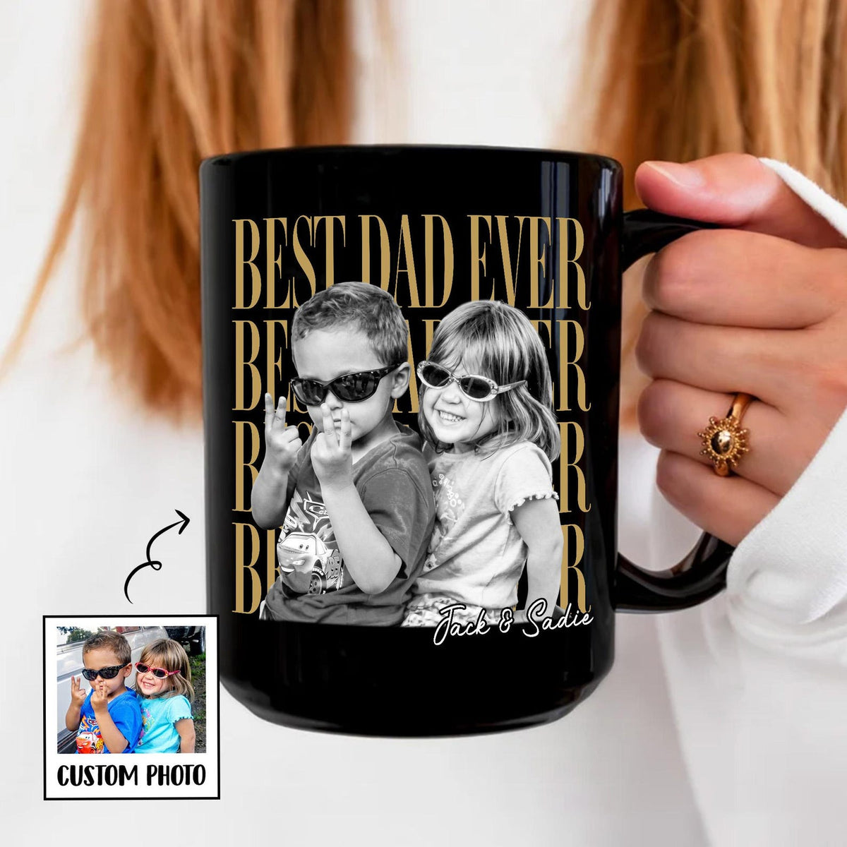 Custom Vintage Retro Photo Dad Mug, Father's Day Mug, Father's Day Gift from Kids, Childhood Photo Mug, Gift for Husband, Dad Coffee Mug