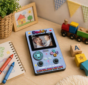Personalized Father Gamer Photo Magnet Frame, Father's Day Gift, Retro Game Console Photo, Gamer Dad, Dad Gaming Room Decor, Grandpa Photo