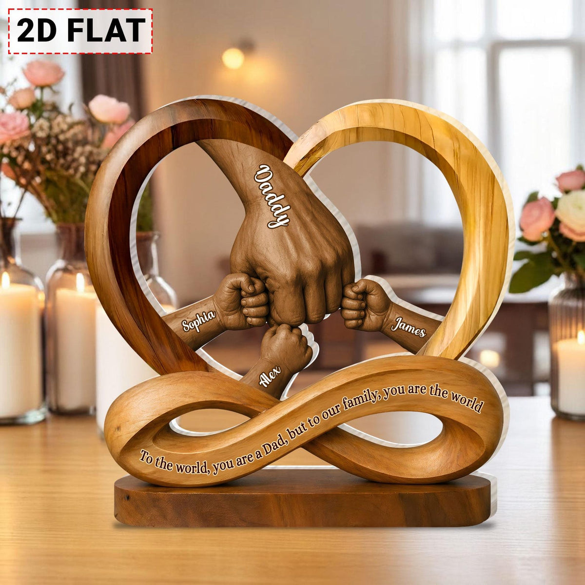 Personalized Dad Holds Kids' Hands Infinity Acrylic Block, Dad and Kids Sign, Father's Day Gift For Dad, Family Decor, Dad Birthday Gift