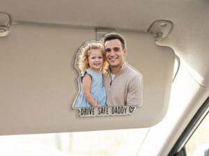 Personalized Dad Car Visor Photo Clip, Custom Father's Day Gift From Daughter or Son, Acrylic Safe Drive Keepsake for Birthday Gift