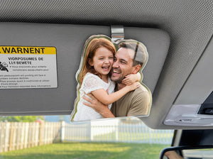 Personalized Dad Car Visor Photo Clip, Custom Father's Day Gift From Daughter or Son, Acrylic Safe Drive Keepsake for Birthday Gift
