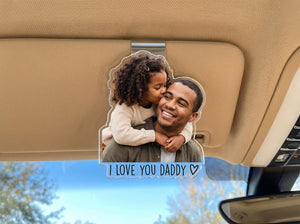Personalized Dad Car Visor Photo Clip, Custom Father's Day Gift From Daughter or Son, Acrylic Safe Drive Keepsake for Birthday Gift