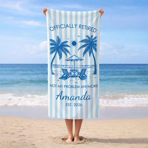 Custom Retirement Beach Towel,Retirement Trip,Retired And Relaxed,Retirement Party,Tropical Towel,Retirement Gift For Mom Grandma,Beach Trip