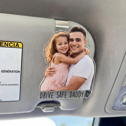 Personalized Dad Car Visor Photo Clip, Custom Father's Day Gift From Daughter or Son, Acrylic Safe Drive Keepsake for Birthday Gift