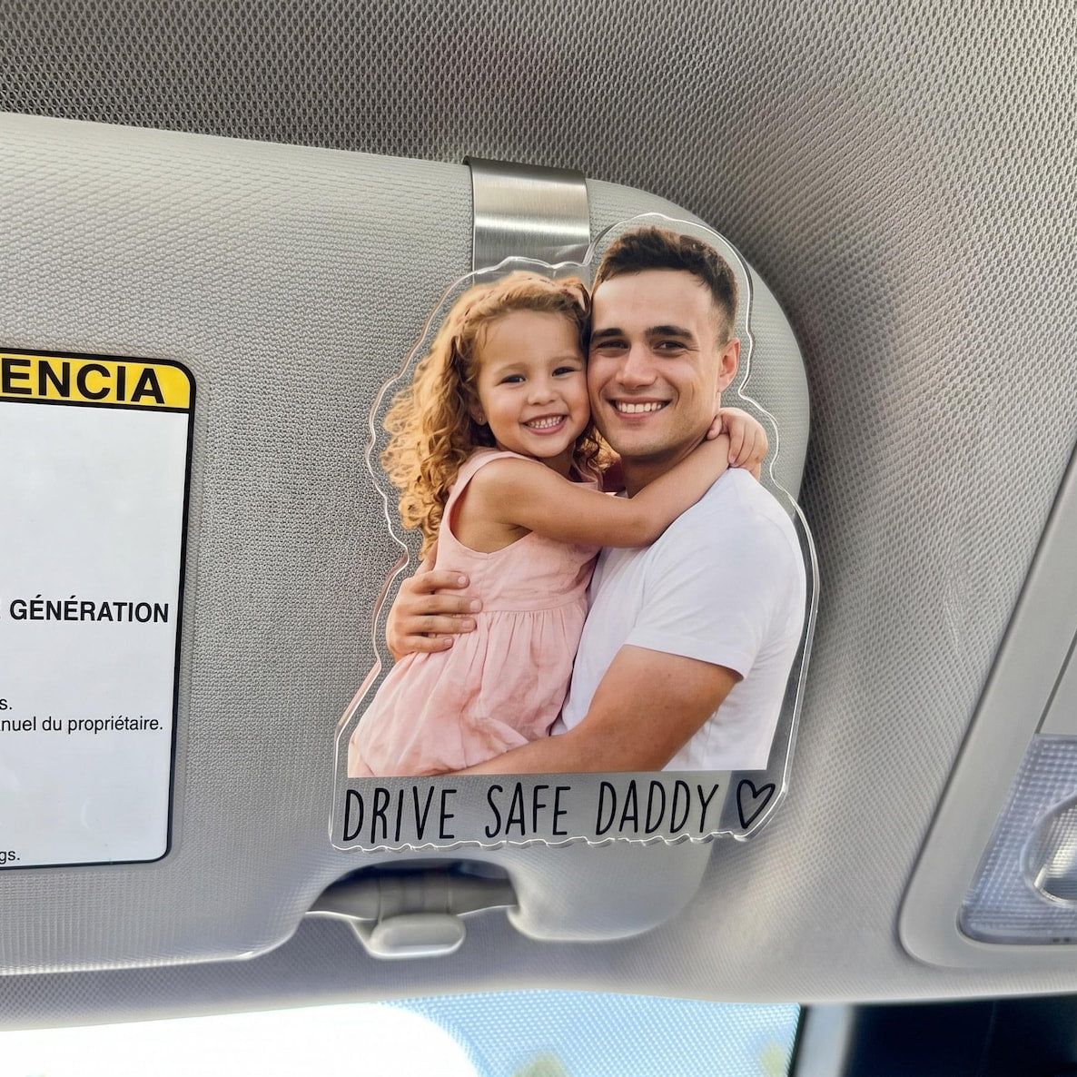 Personalized Dad Car Visor Photo Clip, Custom Father's Day Gift From Daughter or Son, Acrylic Safe Drive Keepsake for Birthday Gift