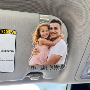Personalized Dad Car Visor Photo Clip, Custom Father's Day Gift From Daughter or Son, Acrylic Safe Drive Keepsake for Birthday Gift