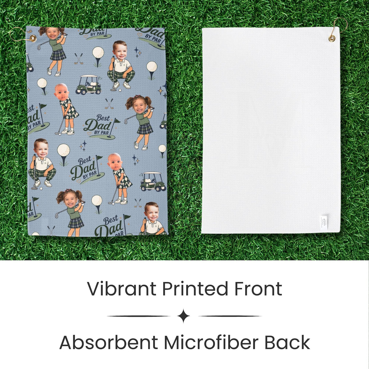Personalized Golf Towel, Custom Photo Dad Gift from Kids, Father's Day Golfing Keepsake