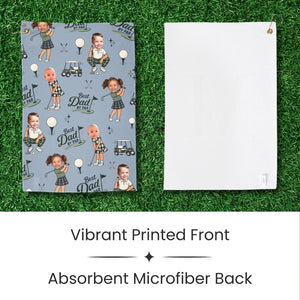 Personalized Golf Towel, Custom Photo Dad Gift from Kids, Father's Day Golfing Keepsake