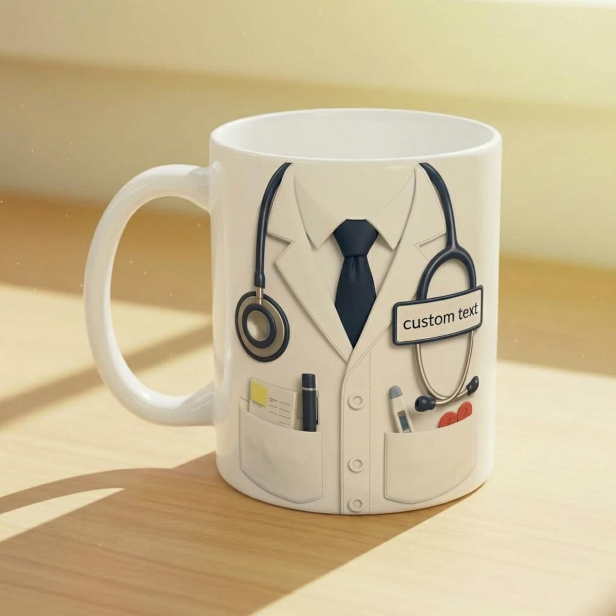 Personalized Doctor Coffee Cup, Custom ID Badge Nutrition Facts Mug, Dr Gifts For Men and Women, Retirement Gifts For Doctors, Med School