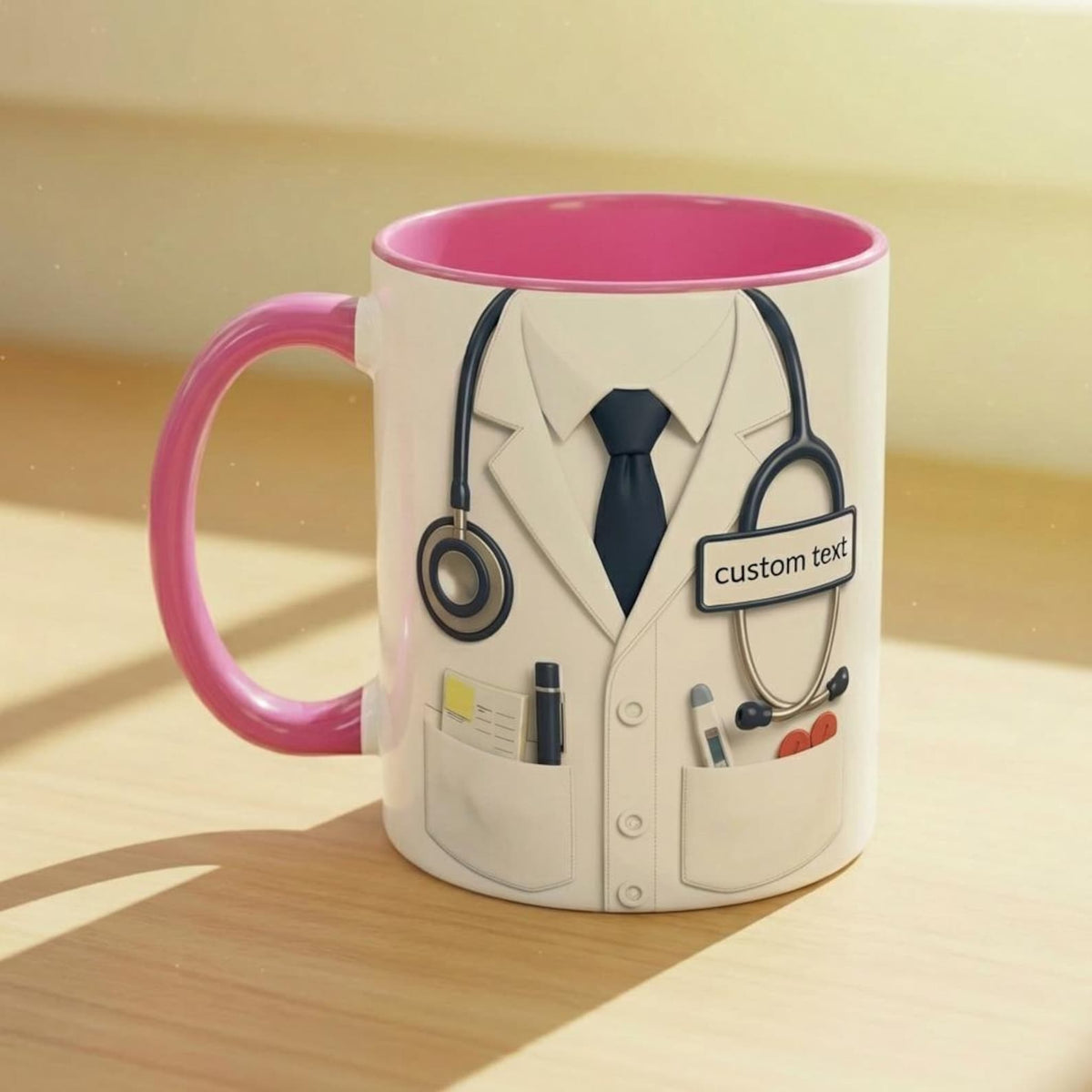 Personalized Doctor Coffee Cup, Custom ID Badge Nutrition Facts Mug, Dr Gifts For Men and Women, Retirement Gifts For Doctors, Med School
