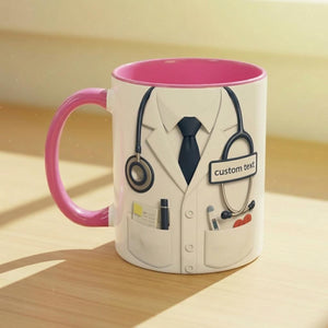 Personalized Doctor Coffee Cup, Custom ID Badge Nutrition Facts Mug, Dr Gifts For Men and Women, Retirement Gifts For Doctors, Med School