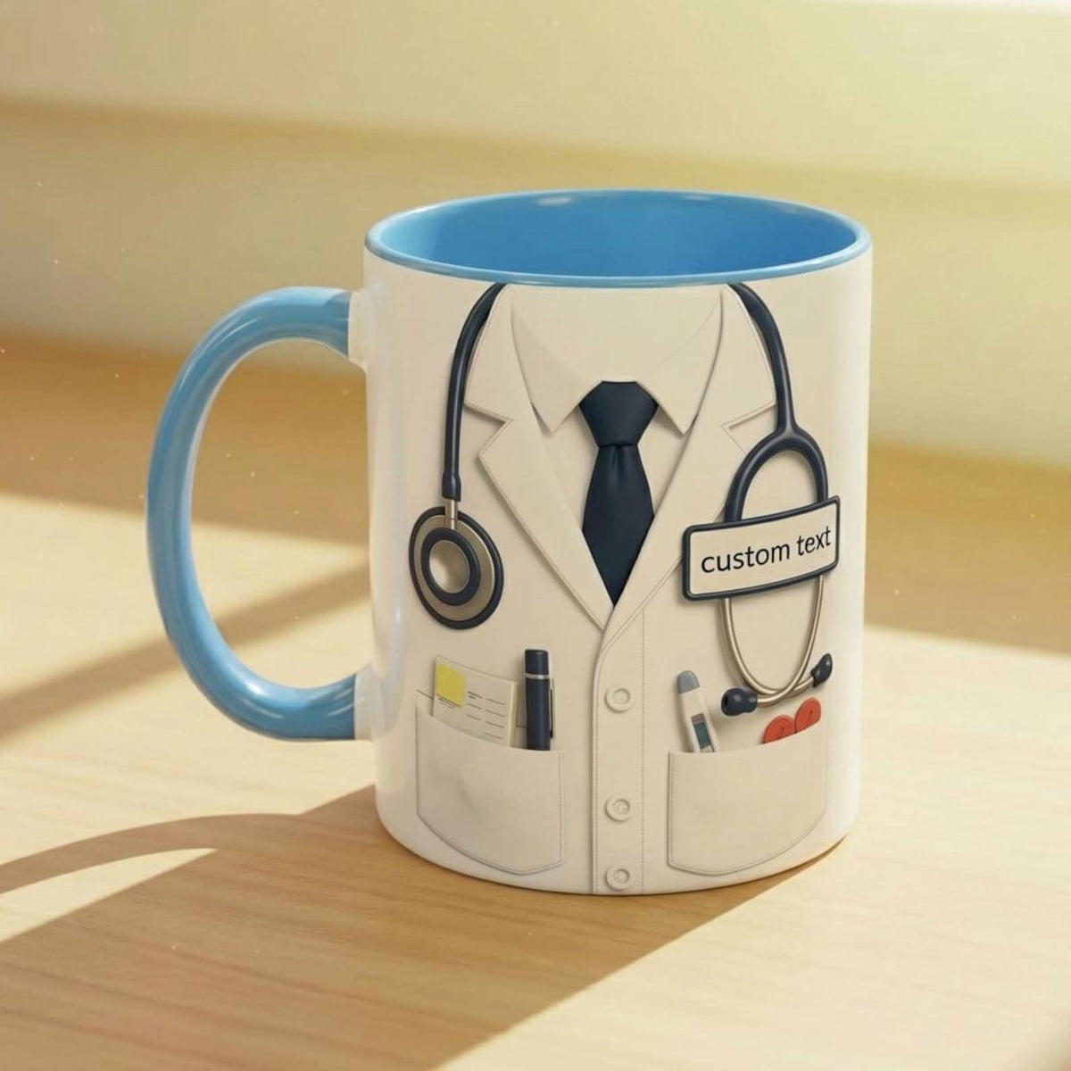 Personalized Doctor Coffee Cup, Custom ID Badge Nutrition Facts Mug, Dr Gifts For Men and Women, Retirement Gifts For Doctors, Med School