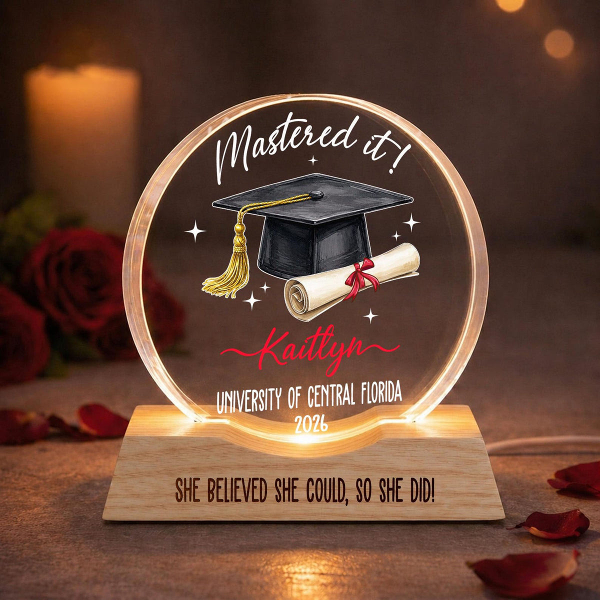 Mastered It Graduation Wave Night Light, Masters Degree Gift, Personalized Graduation Gift, Class of 2026 Grad Gift,Master's Degree MBA Gift