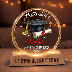 Mastered It Graduation Wave Night Light, Masters Degree Gift, Personalized Graduation Gift, Class of 2026 Grad Gift,Master's Degree MBA Gift