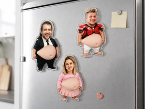 Personalized Dad Squeeze Belly Magnet, Funny Fridge Gift for Dad Father's Day Gift for Dad, Husband Photo Magnet, Funny Kitchen Decor