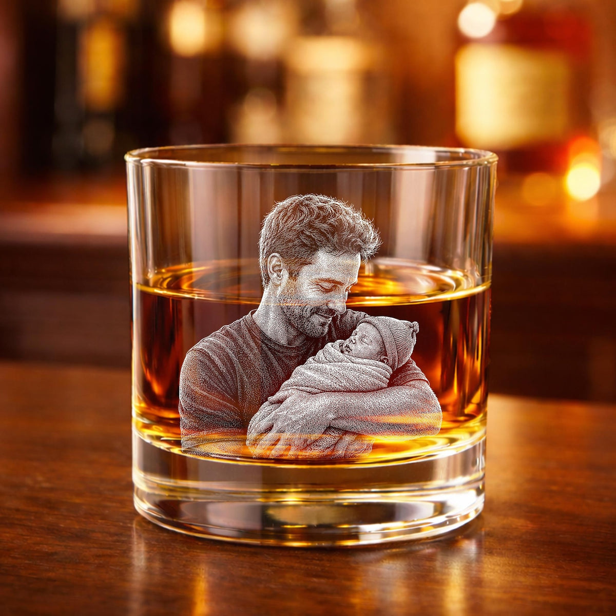 Personalized First Father's Day Whiskey Glass With Photo, New Dad Gift, Daddy Photo with Newborn Gift, Unique Father's Day Gift for New Dad