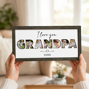 Personalized Photo Frame for Grandpa, Father's Day Photo Frame, Grandpa We Love You, Photo Sign for Dad, Custom Grandkids Photo, Family Gift