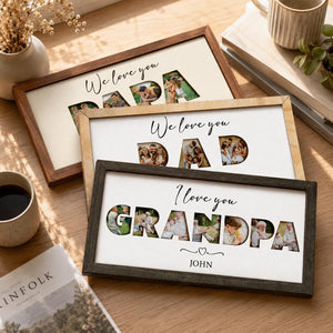 Personalized Photo Frame for Grandpa, Father's Day Photo Frame, Grandpa We Love You, Photo Sign for Dad, Custom Grandkids Photo, Family Gift