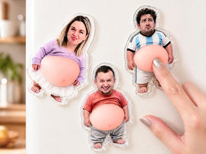 Personalized Dad Squeeze Belly Magnet, Funny Fridge Gift for Dad Father's Day Gift for Dad, Husband Photo Magnet, Funny Kitchen Decor