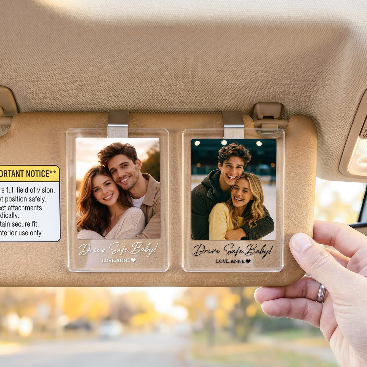 Personalized Family Dad Photo Car Visor Clip, Drive Safe Daddy, Anniversary Gift for Him, Gifts for Boyfriend, Husband, Fathers Day Gift
