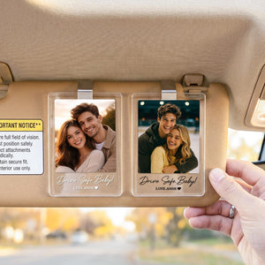 Personalized Family Dad Photo Car Visor Clip, Drive Safe Daddy, Anniversary Gift for Him, Gifts for Boyfriend, Husband, Fathers Day Gift