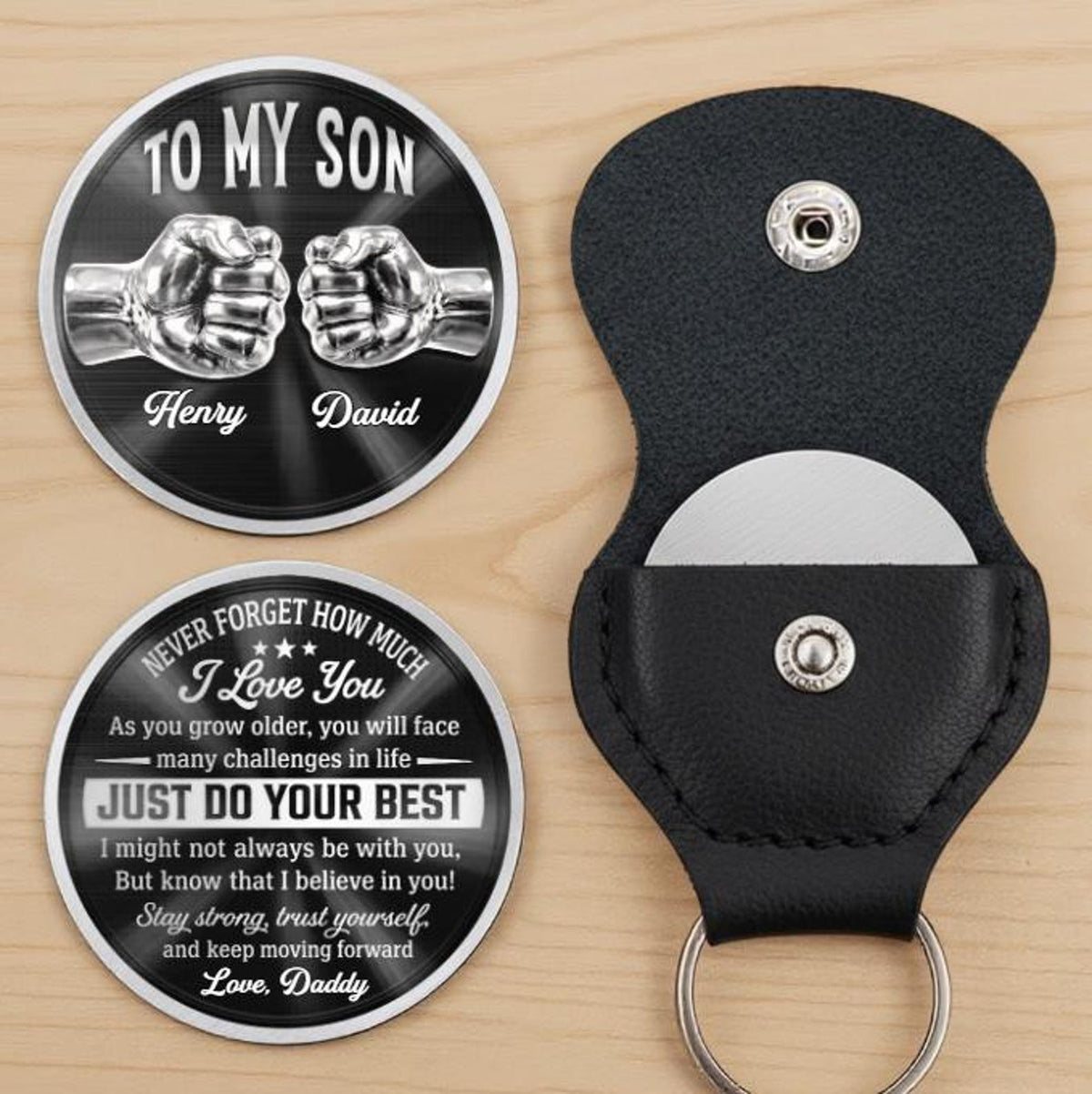 Pocket Hug Gift for Son from Dad, Personalized To My Son Token, Encouragement Gift, Graduation Gift for Son, Keepsake Wallet Coin