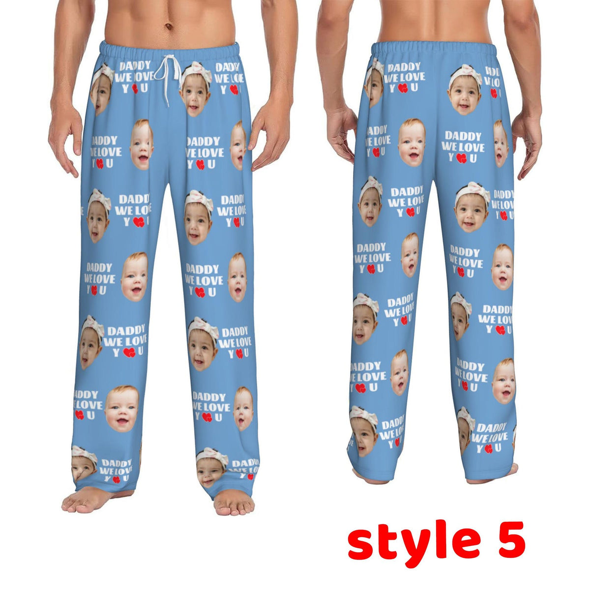 Custom Face Pajama Pants, Personalized Photo Pjs, Fathe's Day Gifts for Him
