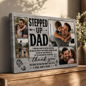Stepped Up Dad, Stepdad Photo Collage Wall Art, Father s Day, Bonus Dad Gift, Family Picture, Gift For Him, Rustic Farmhouse Home